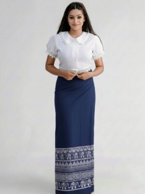 chinese dress ladies Ekta- Modern Sheer Neck Draped Lungi Style tunic – poshpari main image 0